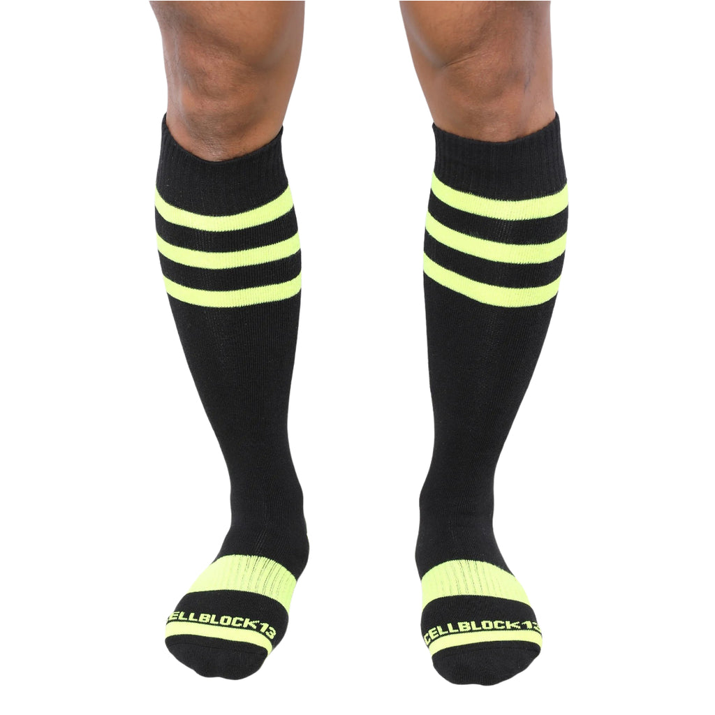 Cellblock 13 Linebacker knee-high socks black/neon yellow
