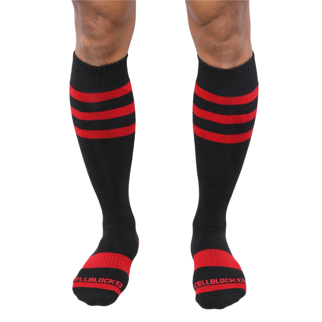 Cellblock 13 Linebacker knee-high socks black/red