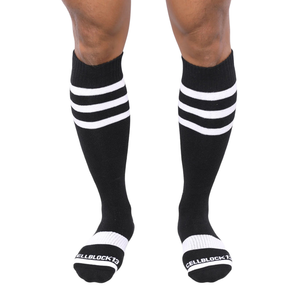 Cellblock 13 Linebacker knee-high socks black/white