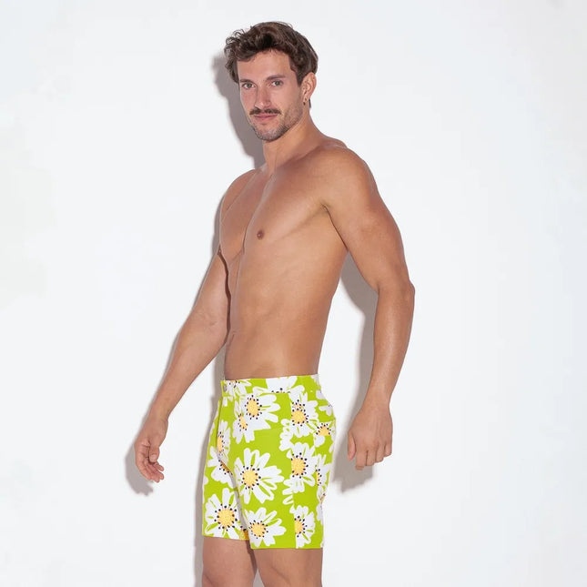 Code 22 slim fit 5" 5-pocket stretch short 9712 floral lime egoist chicago egoistunderwear.com