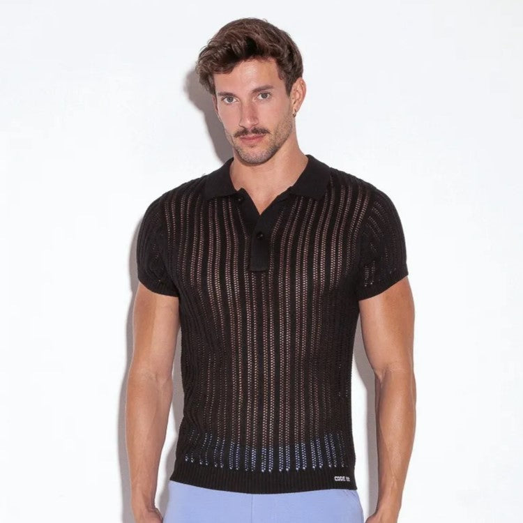 Code 22 knit polo shirt 7003 black