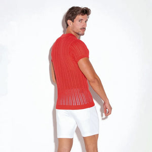 Code 22 knit polo shirt 7003 coral red