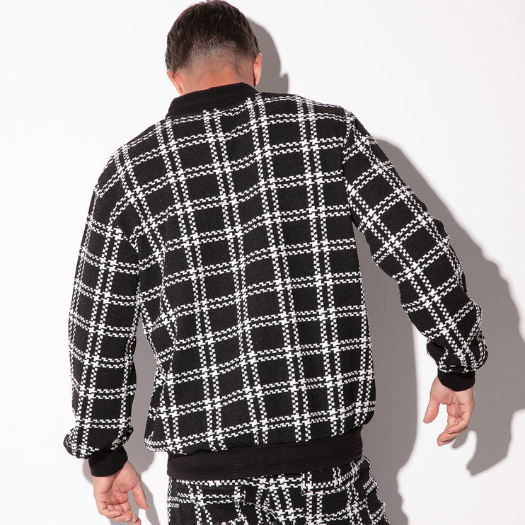 Code 22 Cameron bomber jacket 9790 plaid black/white Egoist Chicago www.egoistunderwear.com