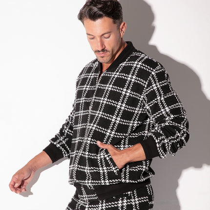 Code 22 Cameron bomber jacket 9790 plaid black/white Egoist Chicago www.egoistunderwear.com