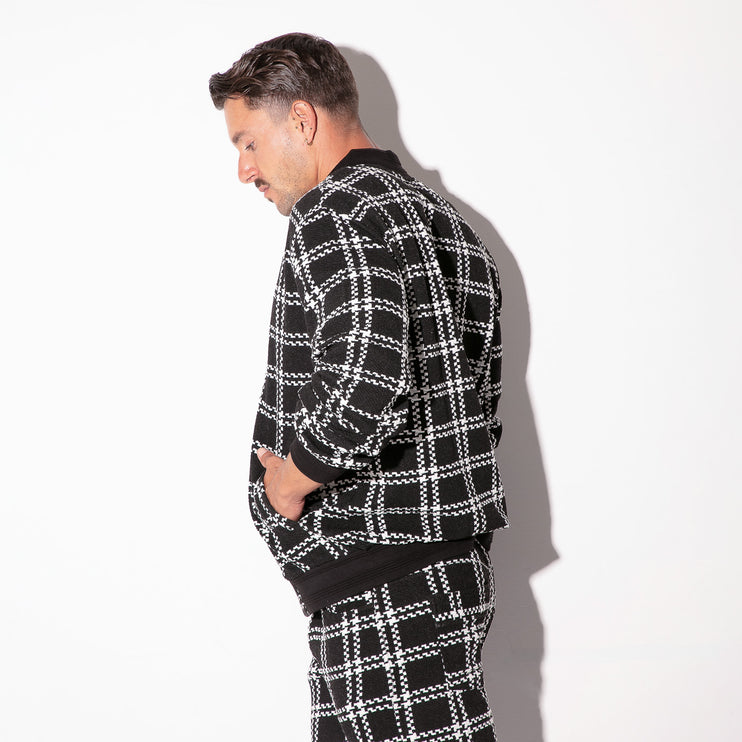 Code 22 Cameron bomber jacket 9790 plaid black/white Egoist Chicago www.egoistunderwear.com