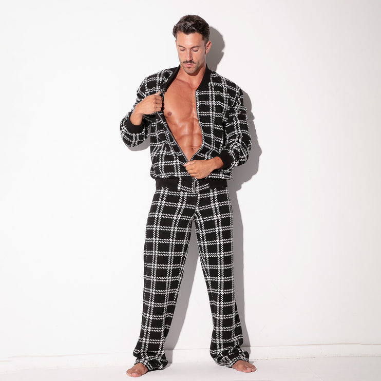Code 22 Cameron bomber jacket 9790 plaid black/white Egoist Chicago www.egoistunderwear.com