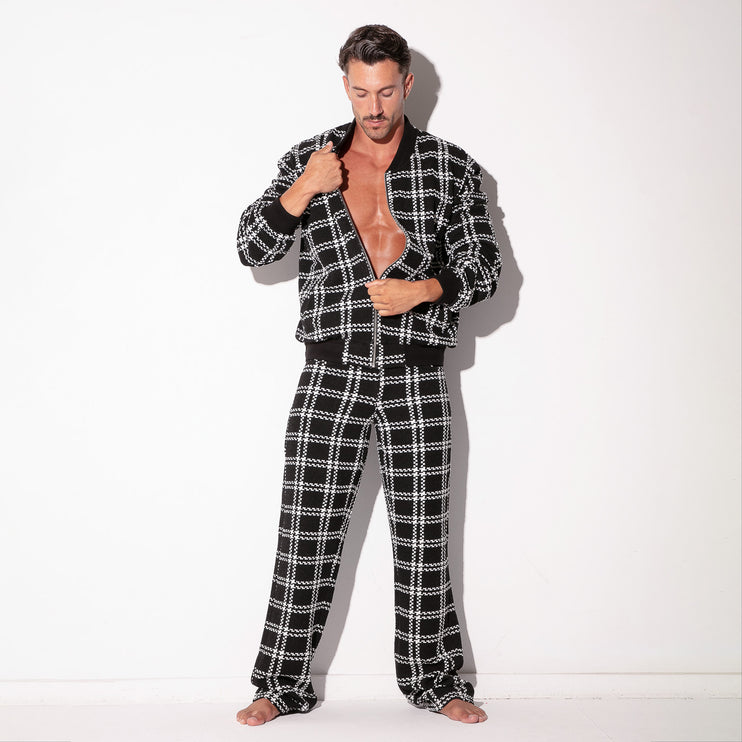 Code 22 Cameron bomber jacket 9790 plaid black/white Egoist Chicago www.egoistunderwear.com