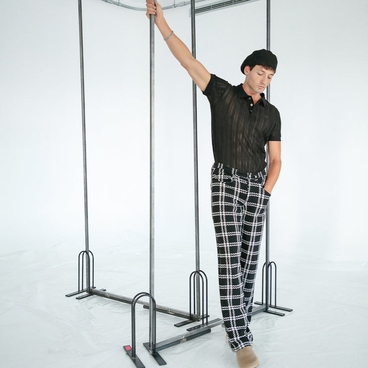 Code 22 Cameron pants 9791 plaid black/white Egoist Chicago www.egoistunderwear.com