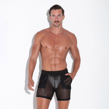 Code 22 Openwork 5" short 9737 mesh black lace sexy mens shorts www.egoistunderwear.com Egoist Chicago