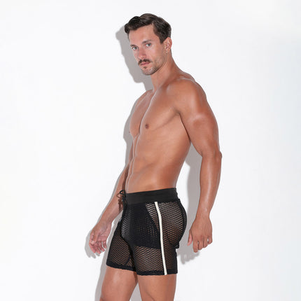 Code 22 Openwork 5" short 9737 mesh black lace sexy mens shorts www.egoistunderwear.com Egoist Chicago