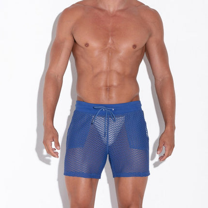 Code 22 Openwork 5" short 9737 mesh blue lace sexy mens shorts www.egoistunderwear.com Egoist Chicago
