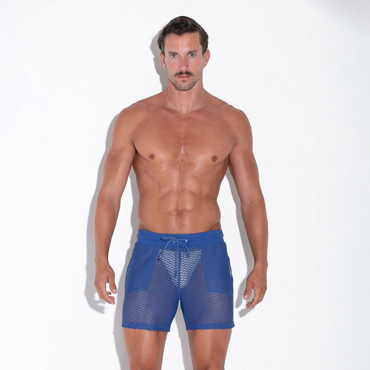Code 22 Openwork 5" short 9737 mesh blue lace sexy mens shorts www.egoistunderwear.com Egoist Chicago