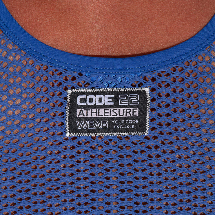 Code 22 Openwork mens sexy mesh slim fit tank 9738 blue Egoist Chicago www.egoistunderwear.com