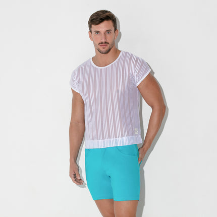 Code 22 Pinstripe mesh slim-fit  mens tank top white www.egoistunderwear.com Egoist Chicago