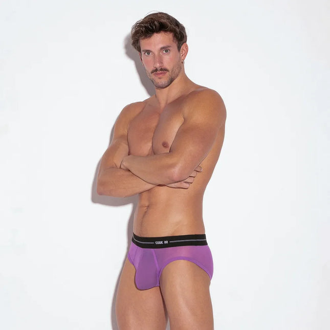 Code 22 Sheer mesh brief 2101 purple grape egoist chicago www.egoistunderwear.com