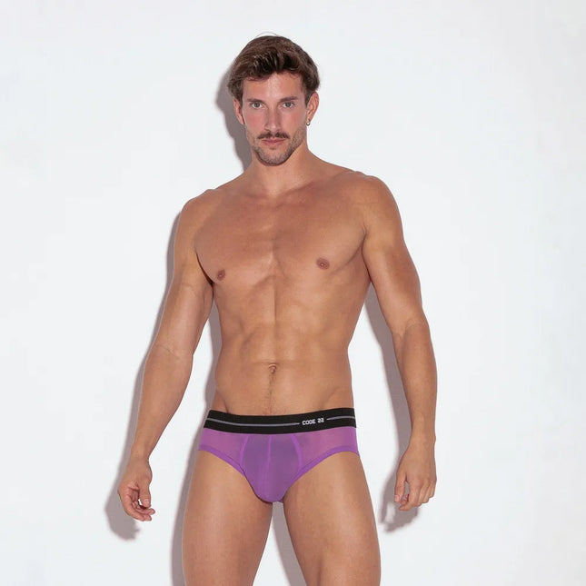 Code 22 Sheer mesh brief 2101 purple grape egoist chicago www.egoistunderwear.com