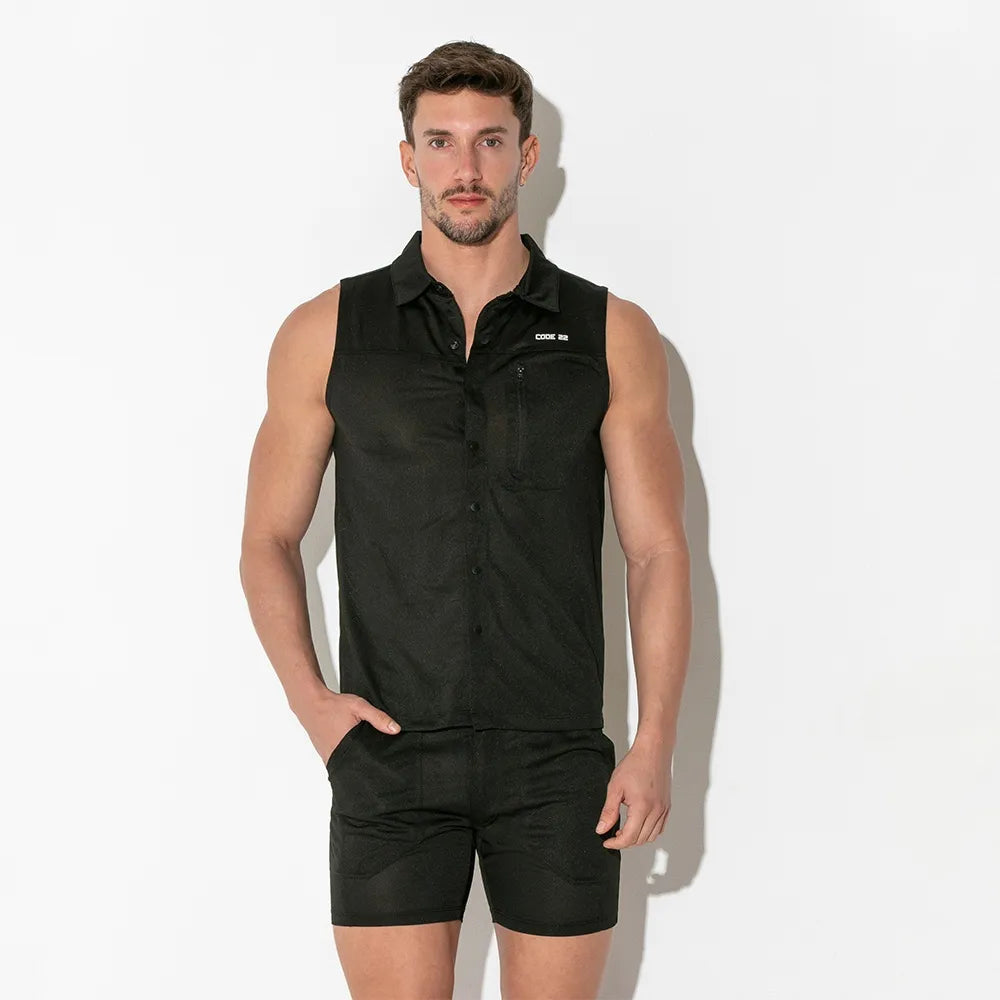 Code 22 Vivid sleeveless shirt micromesh 9611 black