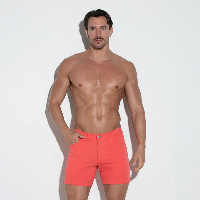 Code 22 slim fit 5" 5-pocket stretch short 9712 salmon egoist chicago egoistunderwear.com