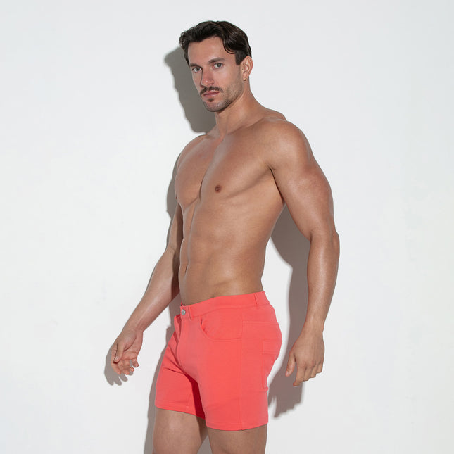 Code 22 slim fit 5" 5-pocket stretch short 9712 salmon egoist chicago egoistunderwear.com
