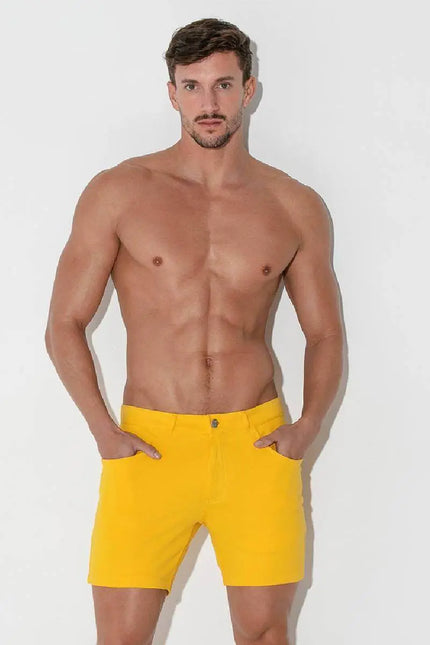 Code 22 slim fit 5" 5-pocket stretch short 9712 yellow egoist chicago egoistunderwear.com