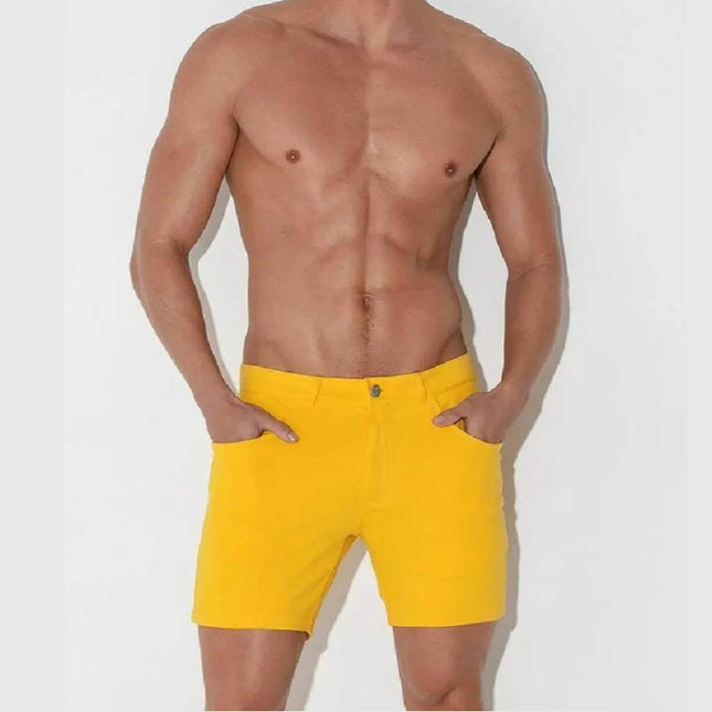 Code 22 slim fit 5" 5-pocket stretch short 9712 yellow egoist chicago egoistunderwear.com
