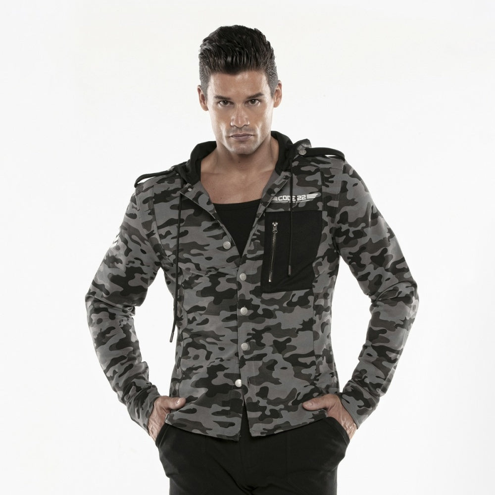 Code 22 hooded shirt jacket 9714 camouflage grey