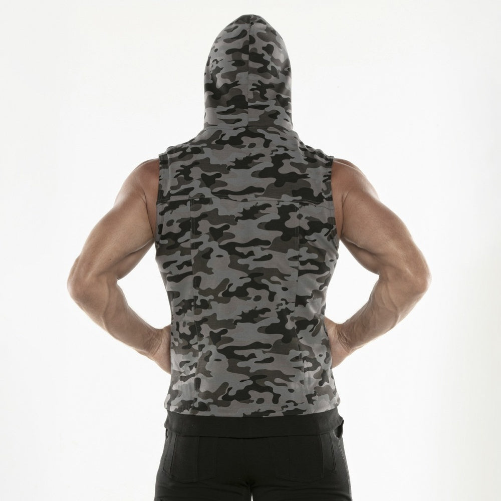 Code 22 sleeveless hoodie 9715 camouflage grey