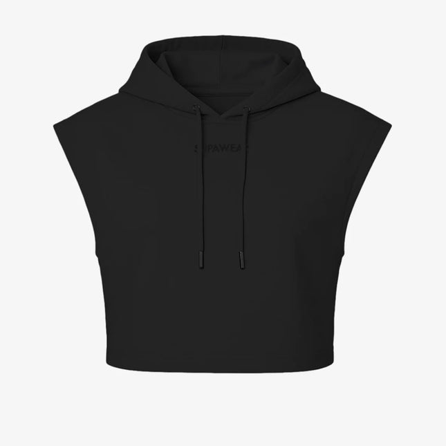 Supawear Cropped Sleeveless Hoodie - Black