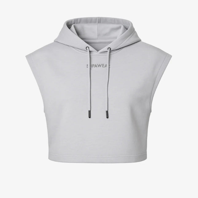 Supawear Cropped Sleeveless Hoodie - Grey