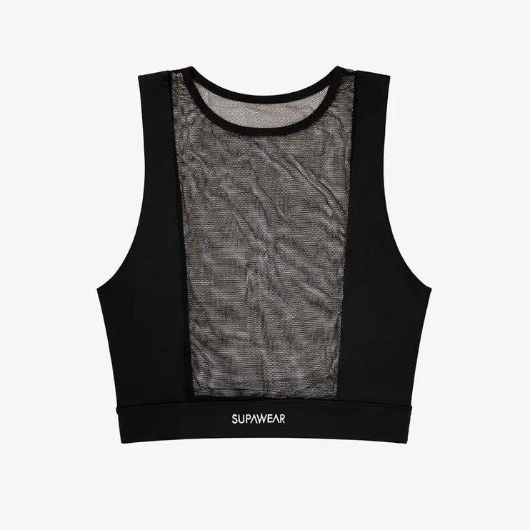Supawear Mesh Monotone Cropped Tank - Black