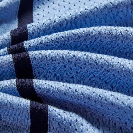 Eight X Varsity knit button up polo shirt blue