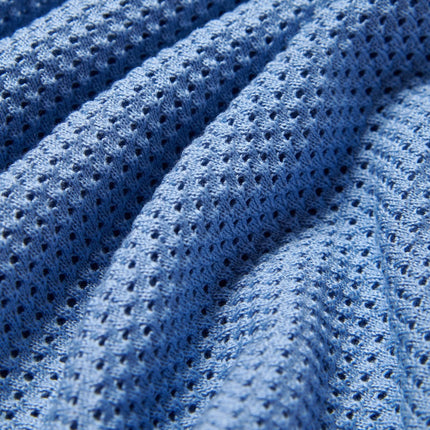 Eight X Sundae crochet short sleeve button up polo shirt blue