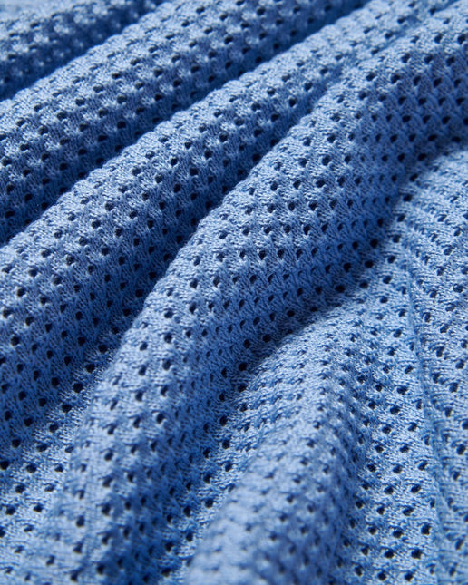 Eight X Sundae Crochet Button-Down Polo Shirt - Blue