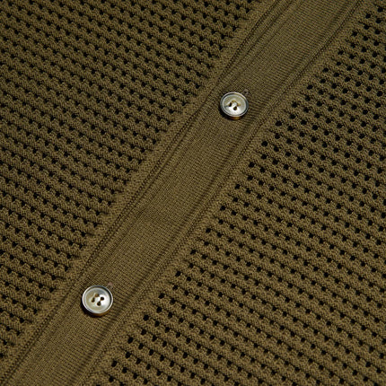 Eight X Docker knit button up polo shirt olive