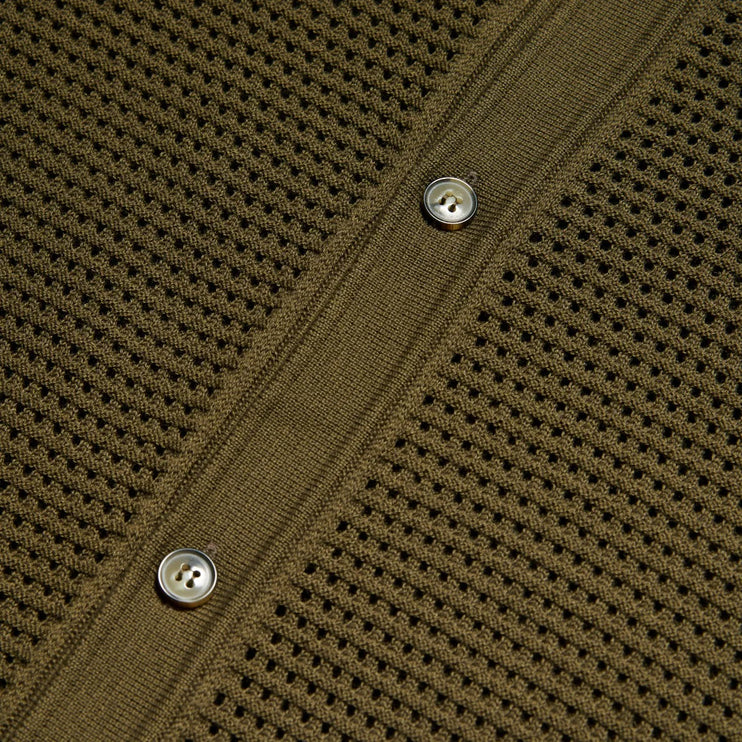 Eight X Docker knit button up polo shirt olive