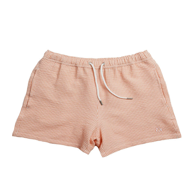 Eight X Coral Sky 4-Inch Seersucker Swim Shorts - Coral Stripe