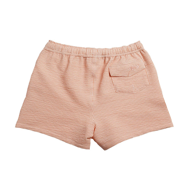 Eight X Coral Sky 4-Inch Seersucker Swim Shorts - Coral Stripe