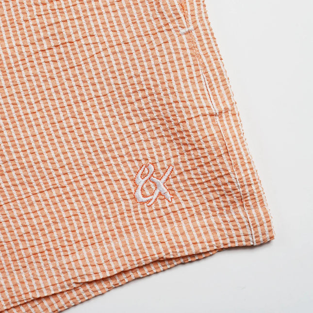 Eight X Coral Sky 4-Inch Seersucker Swim Shorts - Coral Stripe