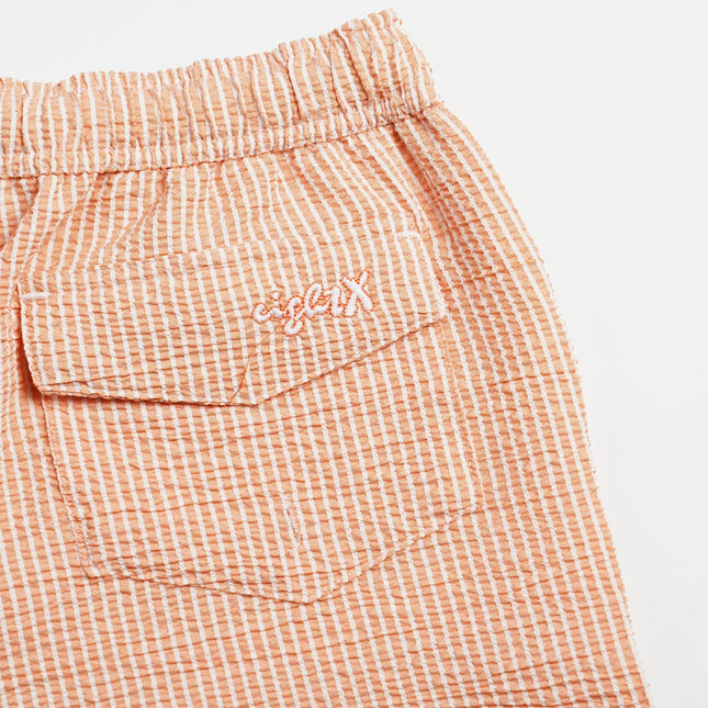 Eight X Coral Sky 4-Inch Seersucker Swim Shorts - Coral Stripe