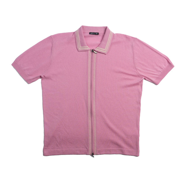 Eight X Contour Zip-Up Knit Polo Shirt - Pink