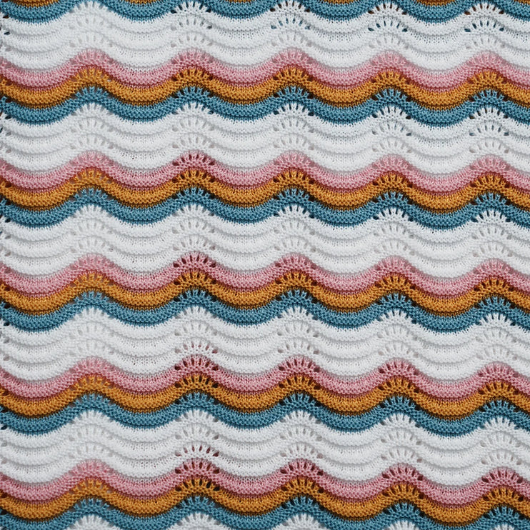 Eight X The Ripple crochet short sleeve button up polo shirt white