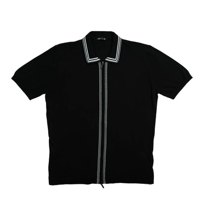 Eight X Contour short sleeve zip knit polo shirt black