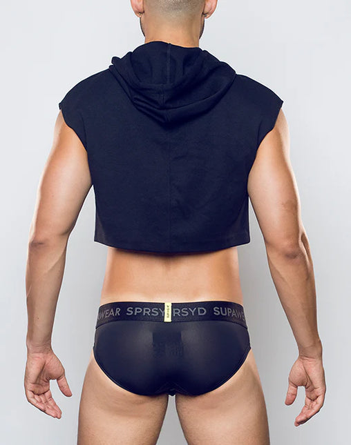 Supawear Cropped Sleeveless Hoodie - Black