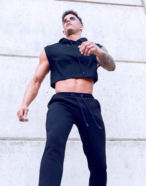 Supawear Cropped Sleeveless Hoodie - Black