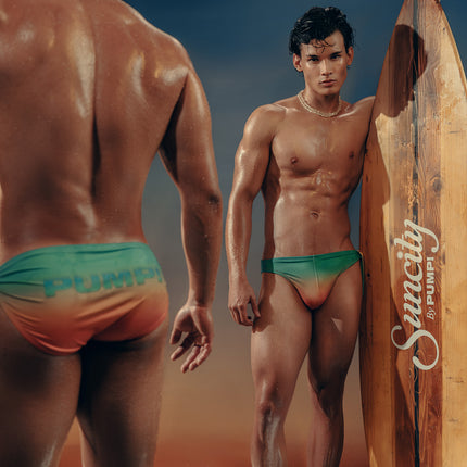 PUMP! Heatwave Knotty swim brief aquamarine/orange