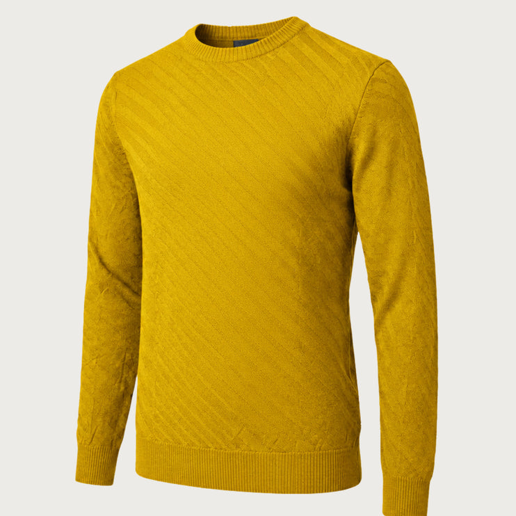 Ron Tomson Textured Crew Neck Sweater - Yellow