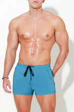 JJ Malibu Karma 2" short w/zipper pockets azure blue