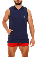 JOR Atlas hooded sports mesh sleeveless muscle t-shirt navy