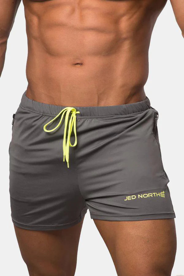 Jed North Agile 4" gym short w/zipper pockets grey