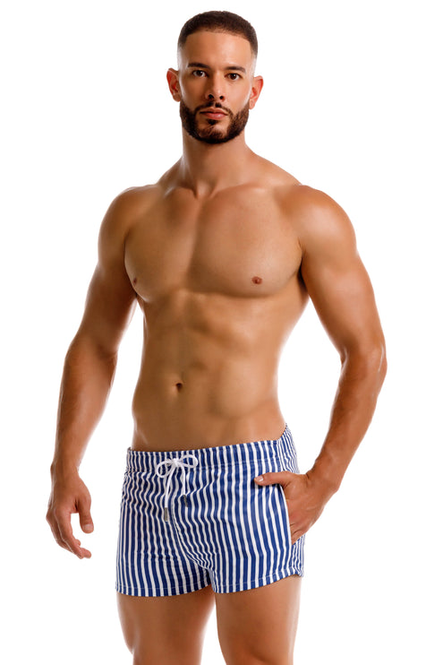 JOR Pop 2" mens sexy mini swim short navy striped Egoist Chicago www.egoistunderwear.com